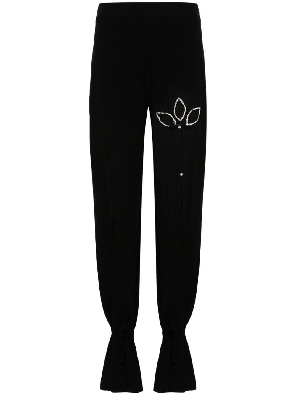 Shop Nafsika Skourti Lotus High-waist Straight-leg Trousers In Black
