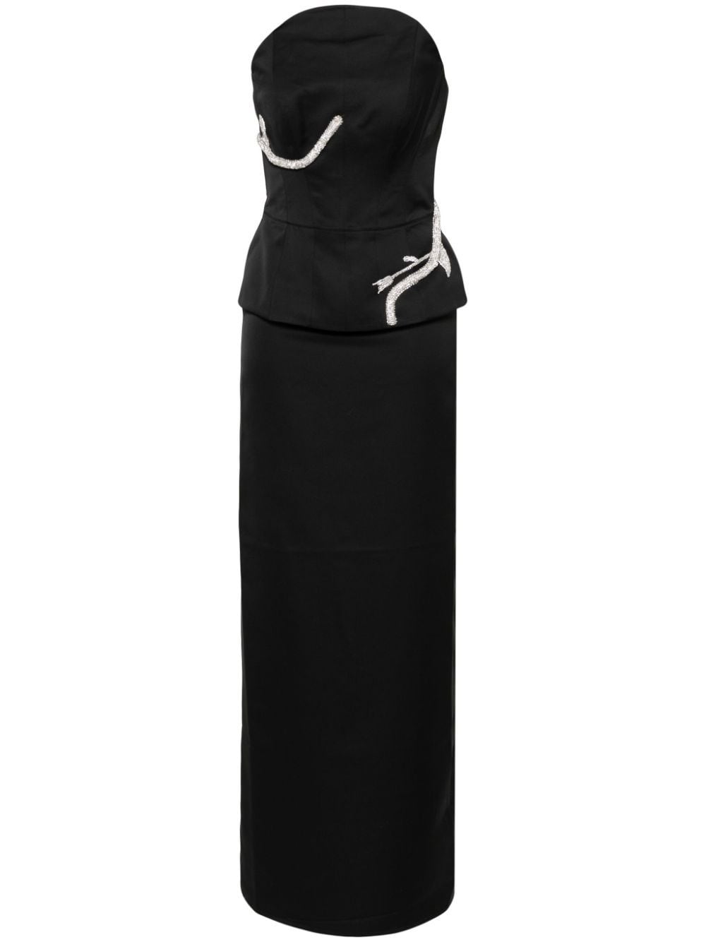 Shop Nafsika Skourti Eden Crystal-embellished Gown In Black