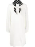 Paule Ka attached-scarf crepe midi dress - Neutrals