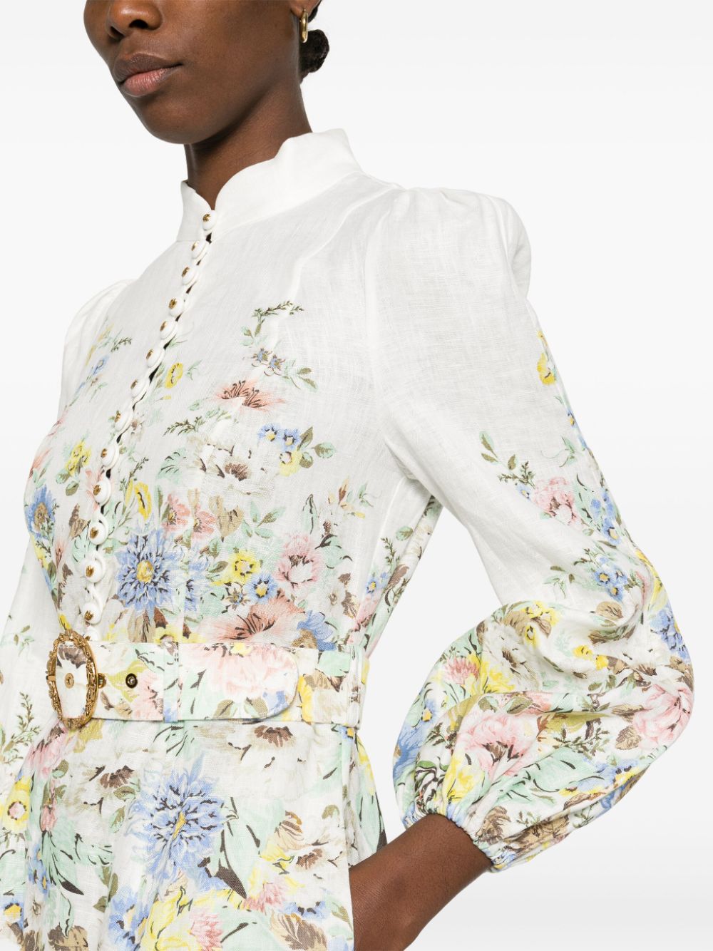 Shop Zimmermann Matchmaker Floral-print Midi Dress In Weiss