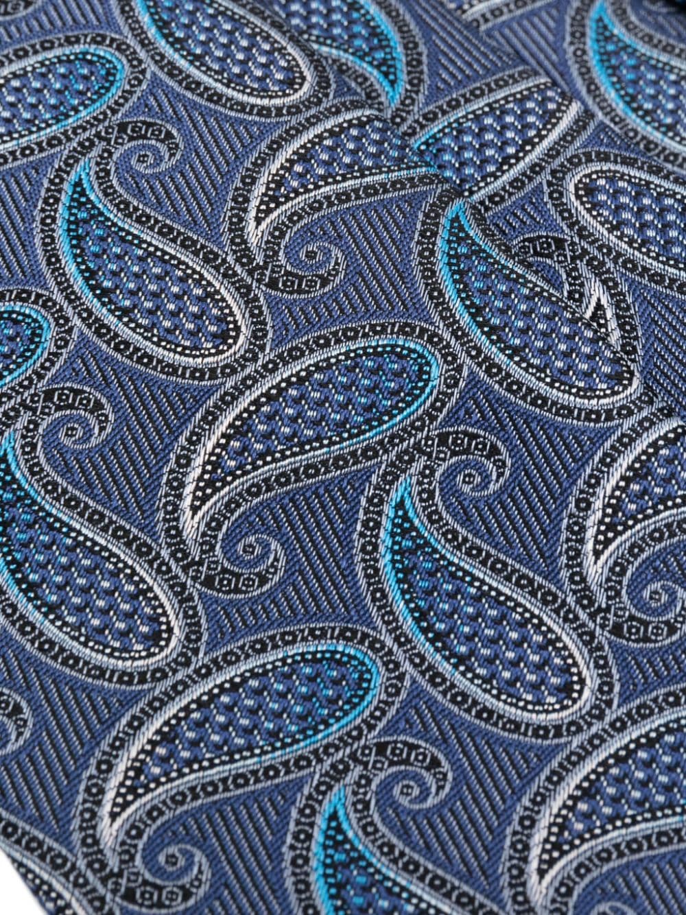 Shop Etro Graphic-print Silk Tie In Blau