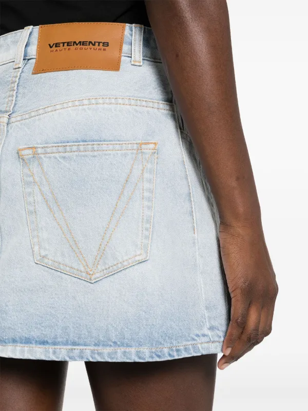ミニスカート VETEMENTS Women Mini Skirts WA66SK510LLIGHTBLUE VETEMENTS Distressed Denim Mini Skirt | Blue | FARFETCH