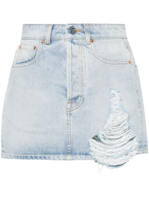 VETEMENTS distressed denim mini skirt