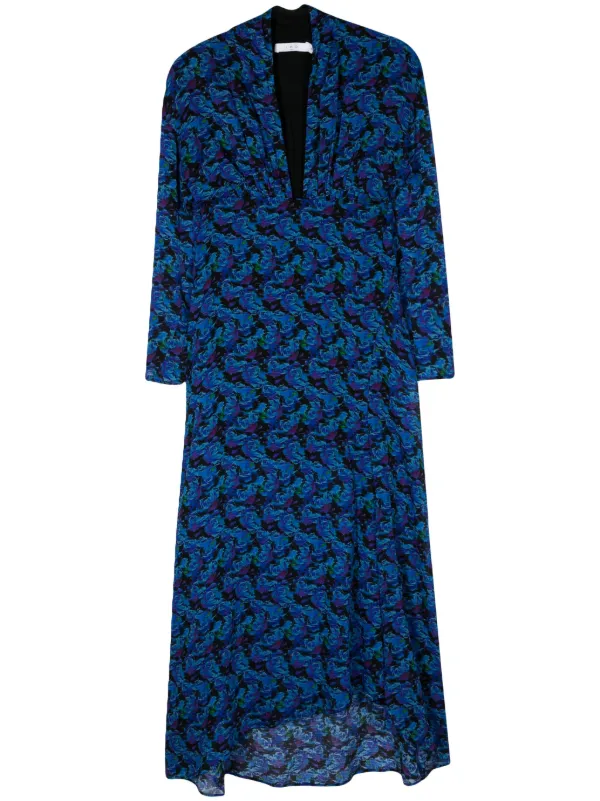 IRO Nollie Shirred Maxi Dress | Blue | FARFETCH