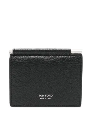 Brunello Cucinelli Grained Leather Money Clip Wallet | Black