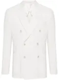 Lardini floral-brooch double-breasted blazer - Neutrals