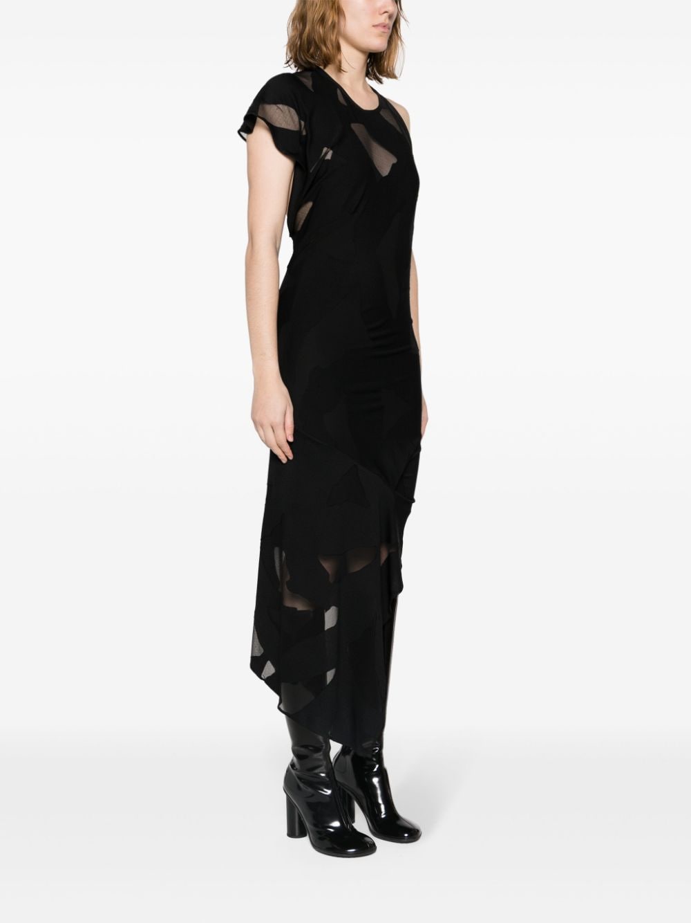 Shop Iro Shanon Asymmetric Midi Dress In Schwarz