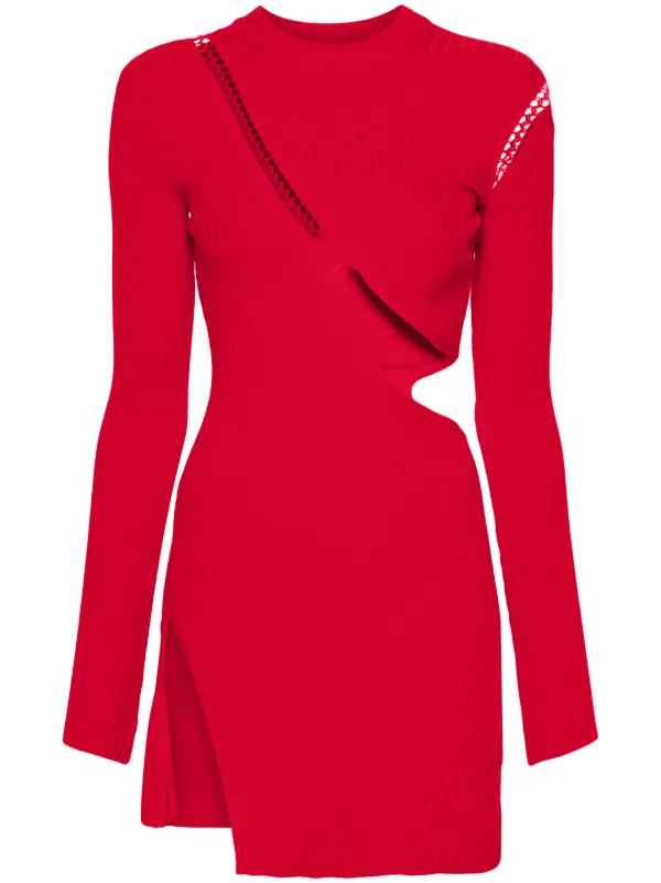 ワンピース THE ATTICO FW24 CUT OUT DRAP MINI DRESS (248WCA358A014 100) THE ATTICO Draped Cutout Mini Dress in Black | FWRD