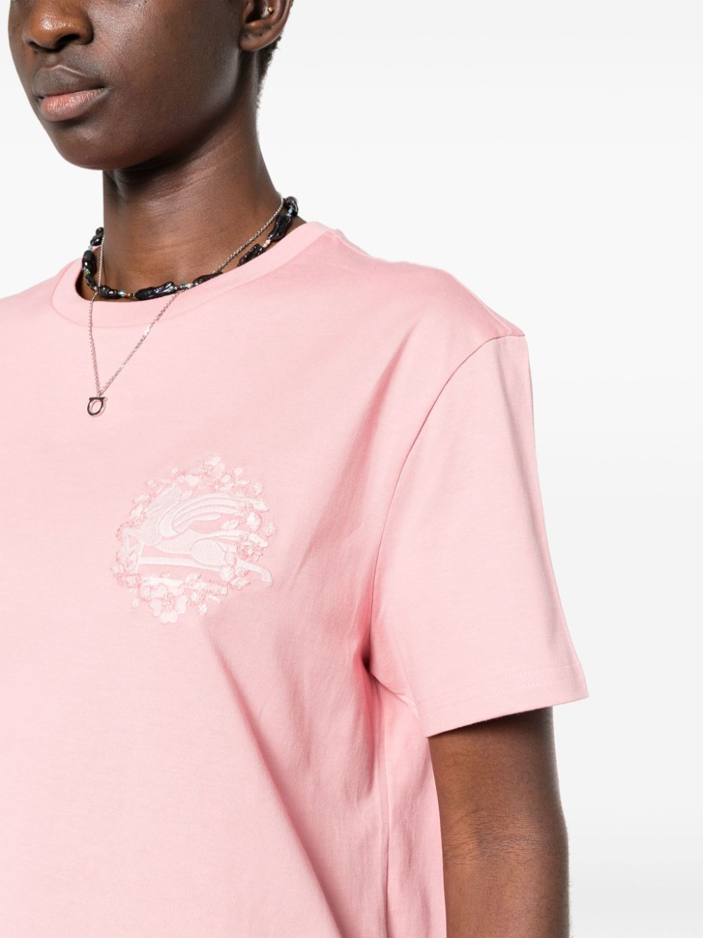 Shop Etro Pegaso-motif Cotton T-shirt In Rosa