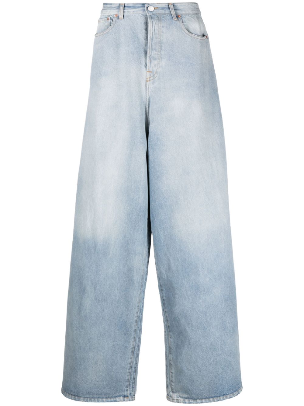 Shop Vetements Destroyed Wide-leg Jeans In Blue