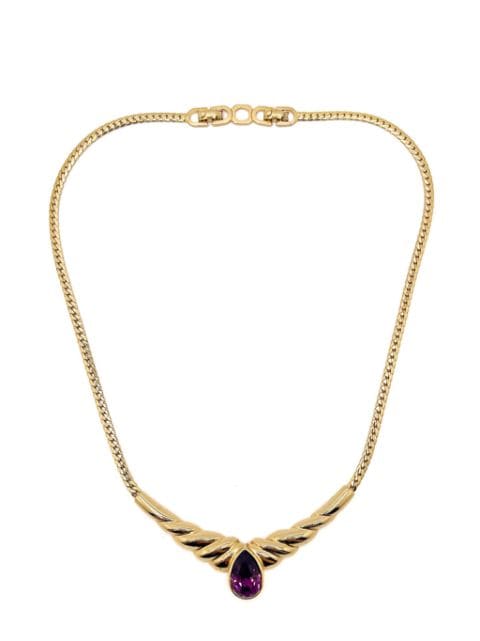 Jennifer Gibson Jewellery Vintage Christian Dior Amethyst Teardrop Necklace 1980s