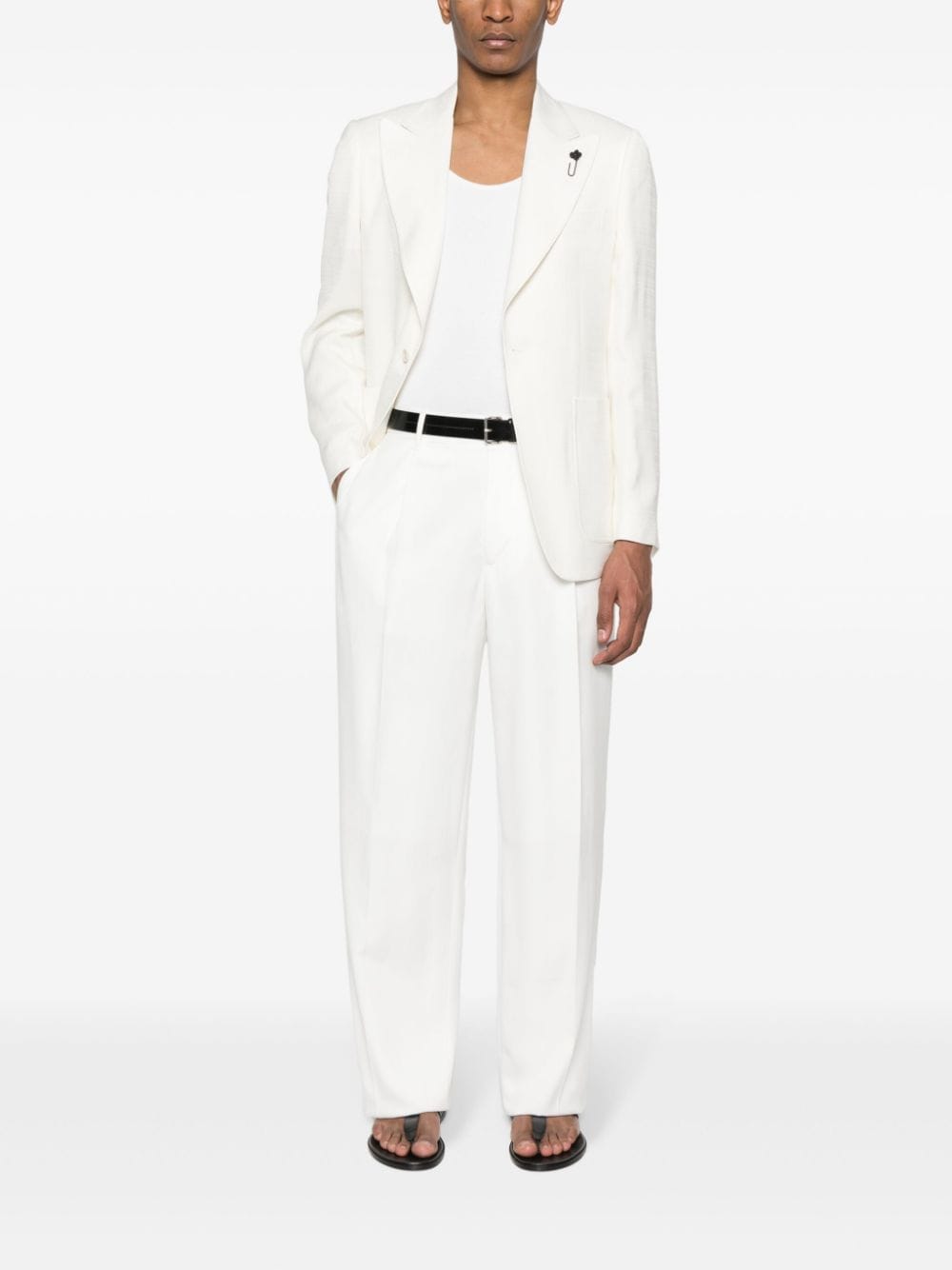 Shop Lardini Straight-leg Trousers In White