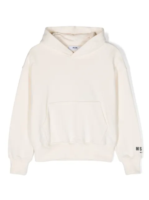 MSGM Kids flocked-logo cotton hoodie
