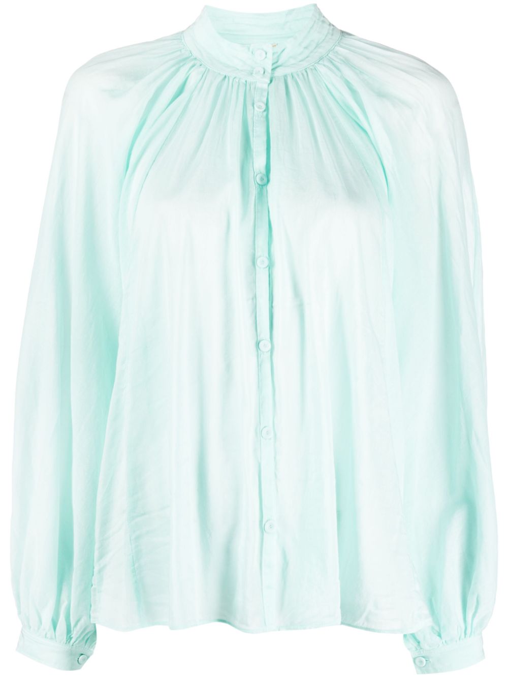 Forte Gedrapeerde semi-doorzichtige blouse Blauw