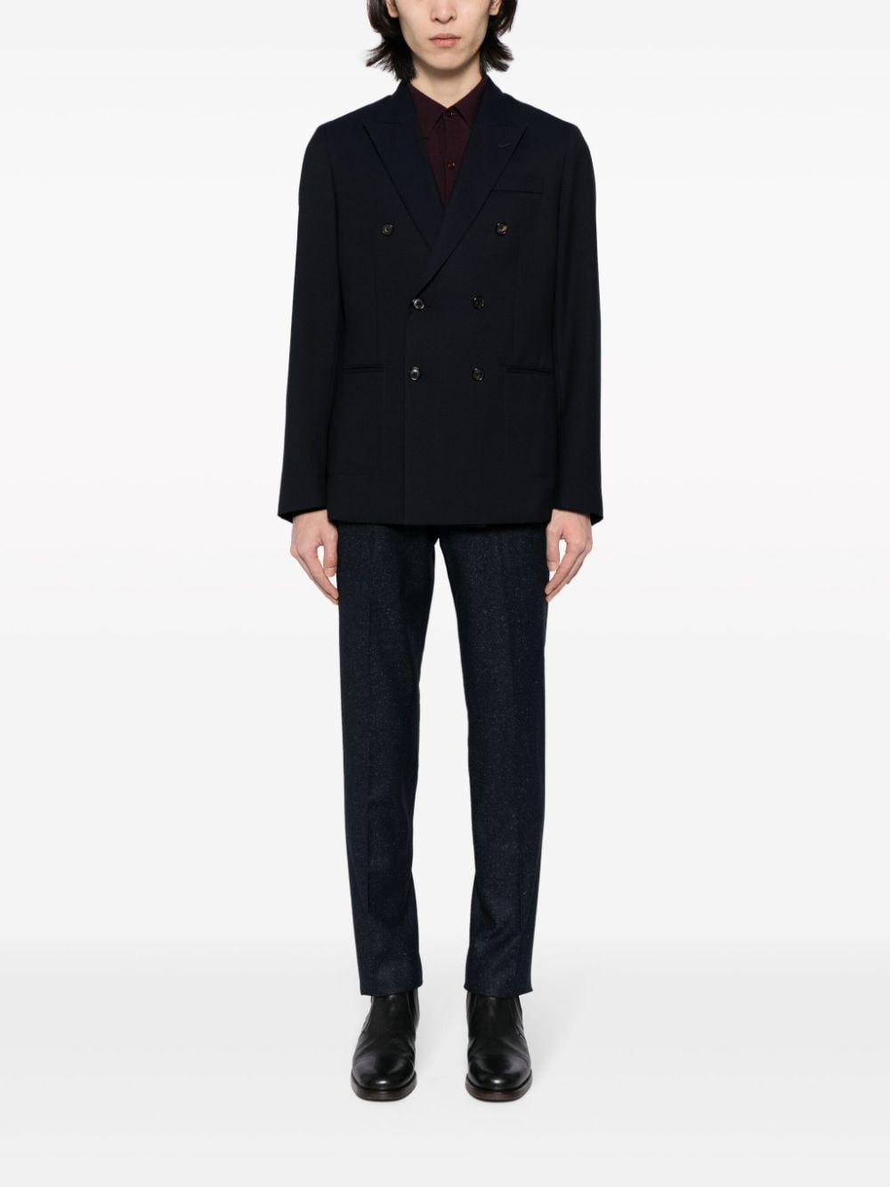 Shop Paul Smith Pressed-crease Tailored Straight-leg Trousers In Blue