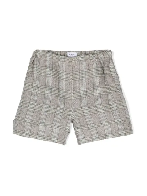 Il Gufo Prince-of-Wales-check linen shorts