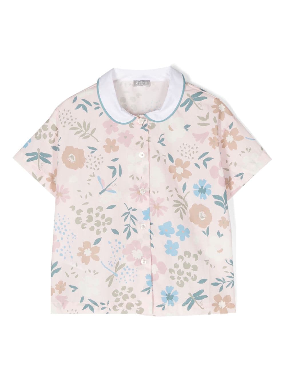Il Gufo Kids' Floral-print Cotton Shirt In Pink