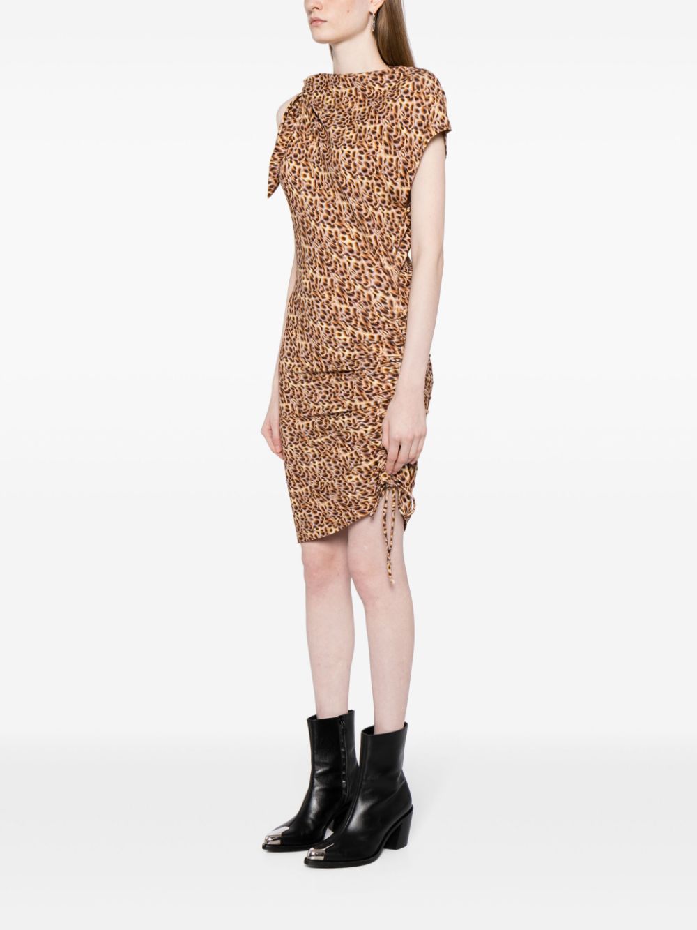 Shop Marant Etoile Jeffy Abstract-print Dress In Brown