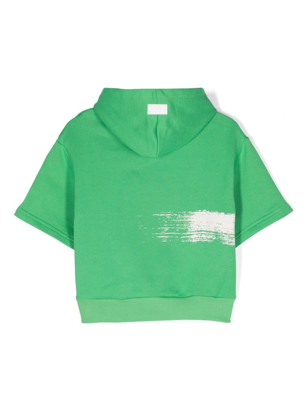 Shop Il Gufo Painterly-print Short-sleeve Hoodie In Green