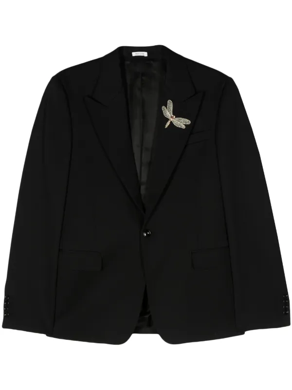 Alexander McQueen Embroidered-motif Single-breasted Blazer in Black