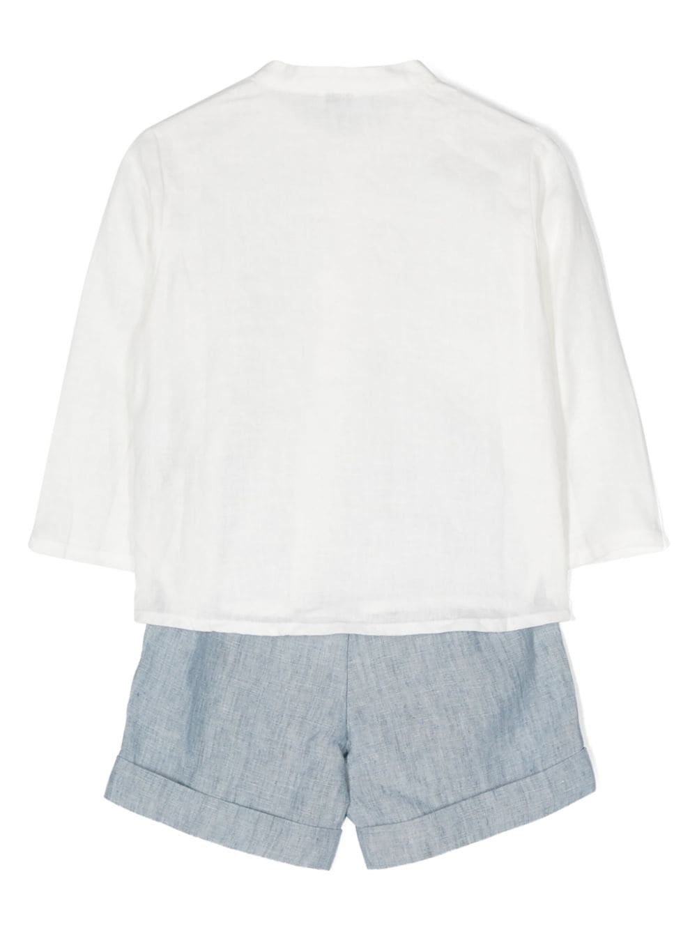 Shop Il Gufo Linen Shorts Set In White