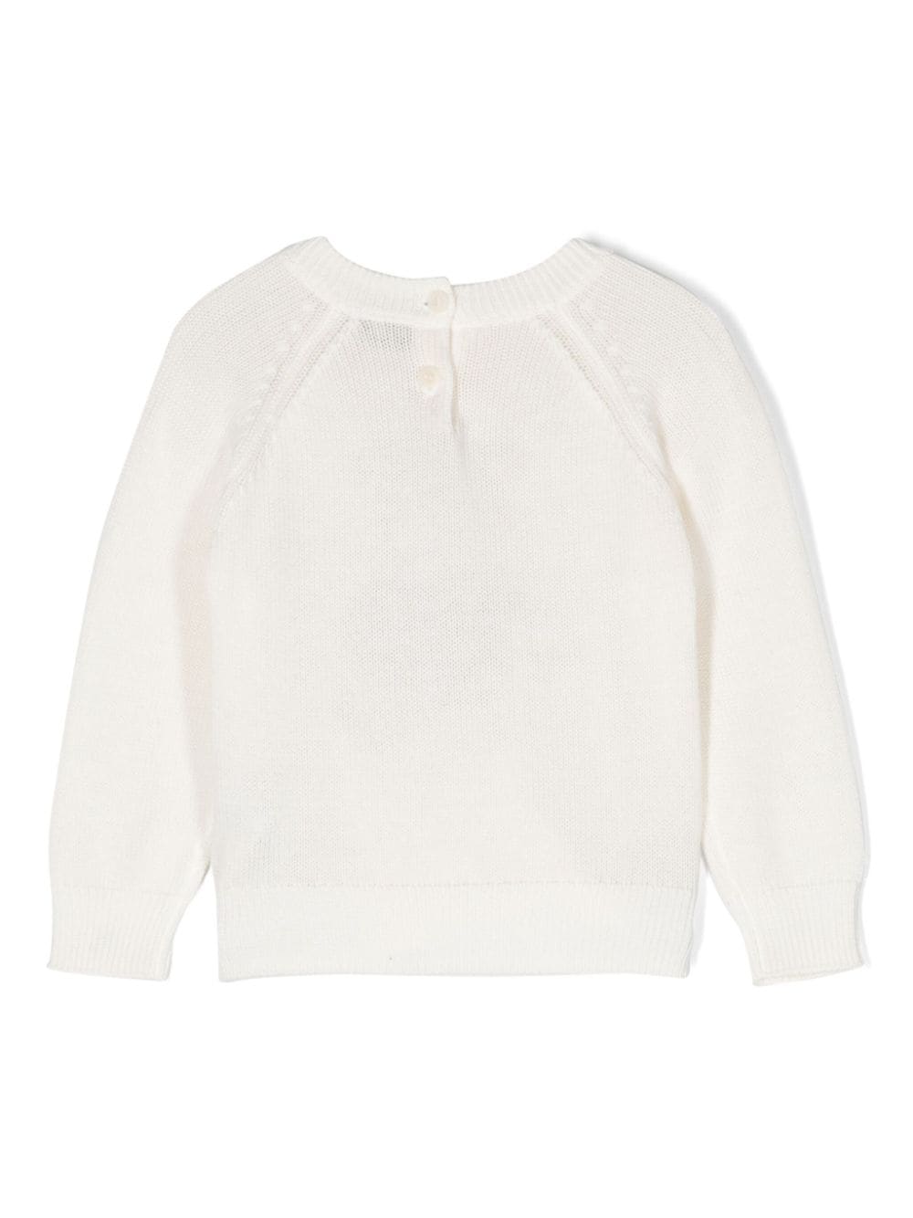 Shop Il Gufo Intarsia-knit Cotton Jumper In White