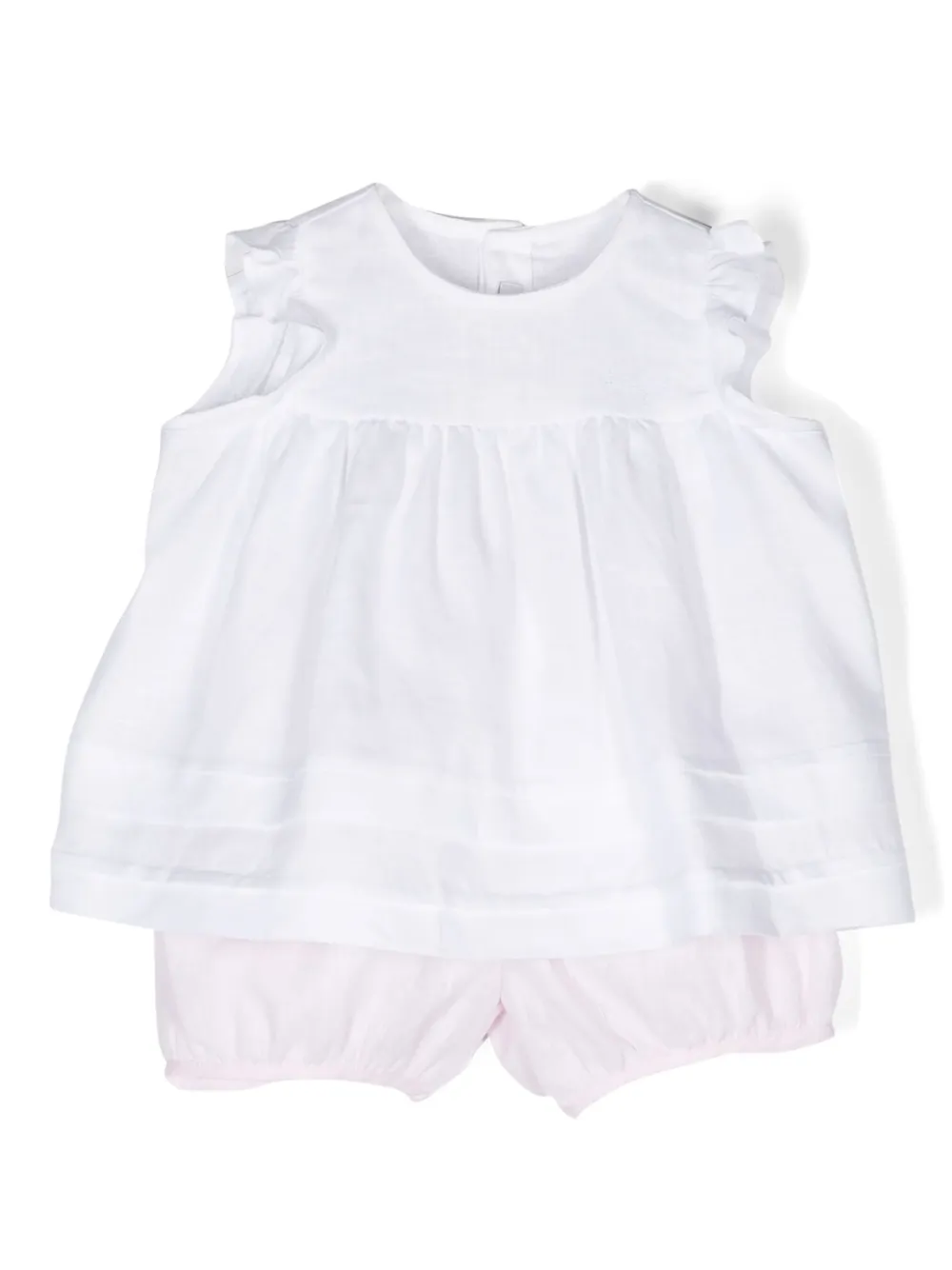 Il Gufo Semi-sheer Linen Dress Set In White