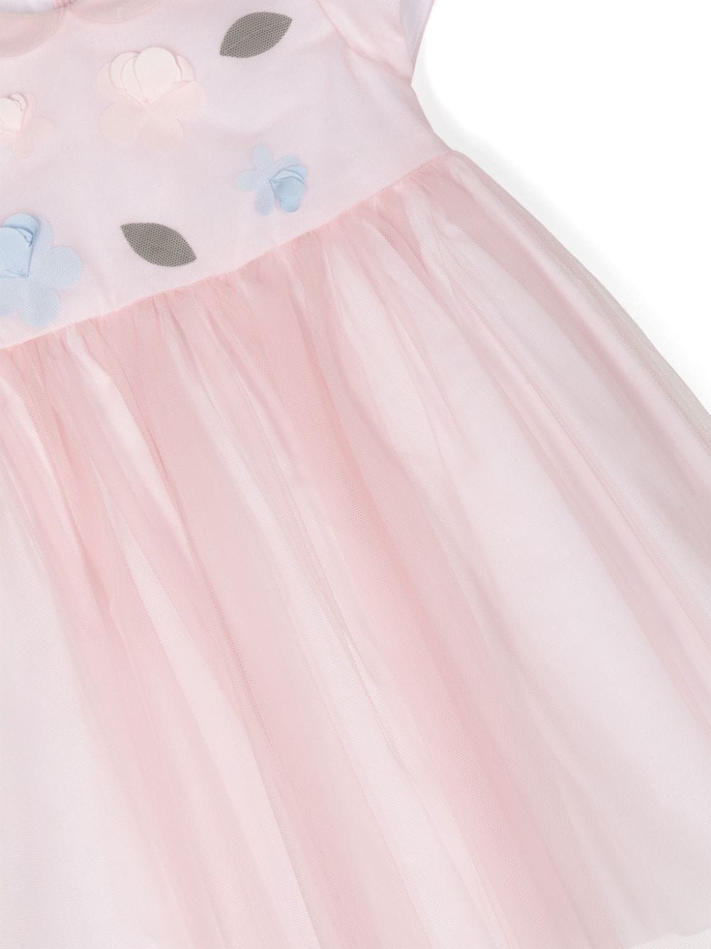 Shop Il Gufo Floral-appliqué Tulle Dress In Pink