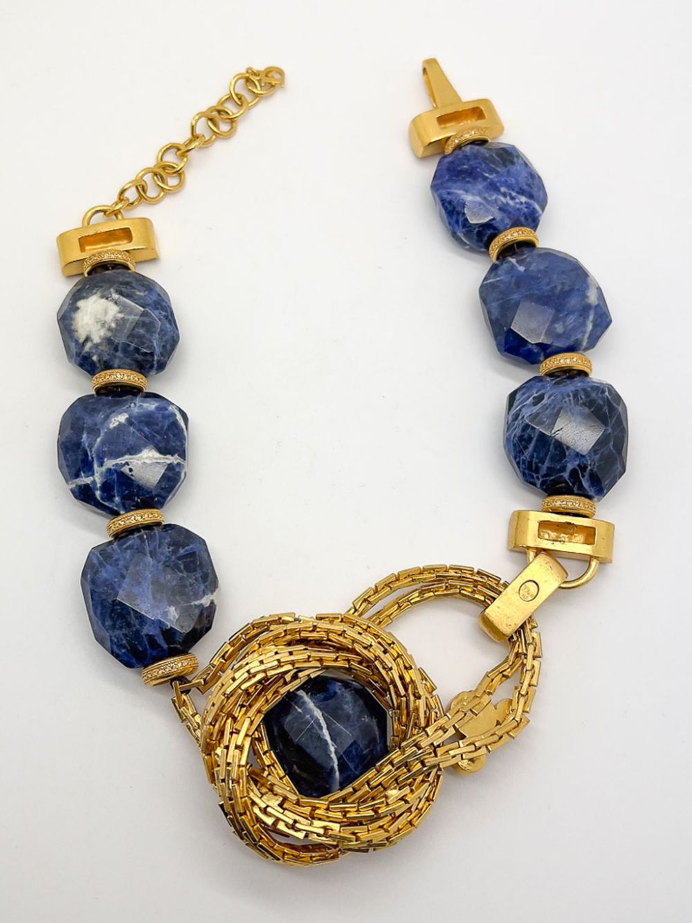 Jennifer Gibson Vintage Christian Dior Runway Blue Marble Collar 1990s - Goud