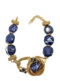 Jennifer Gibson Jewellery Vintage Christian Dior Runway Blue Marble Collar 1990s - Gold