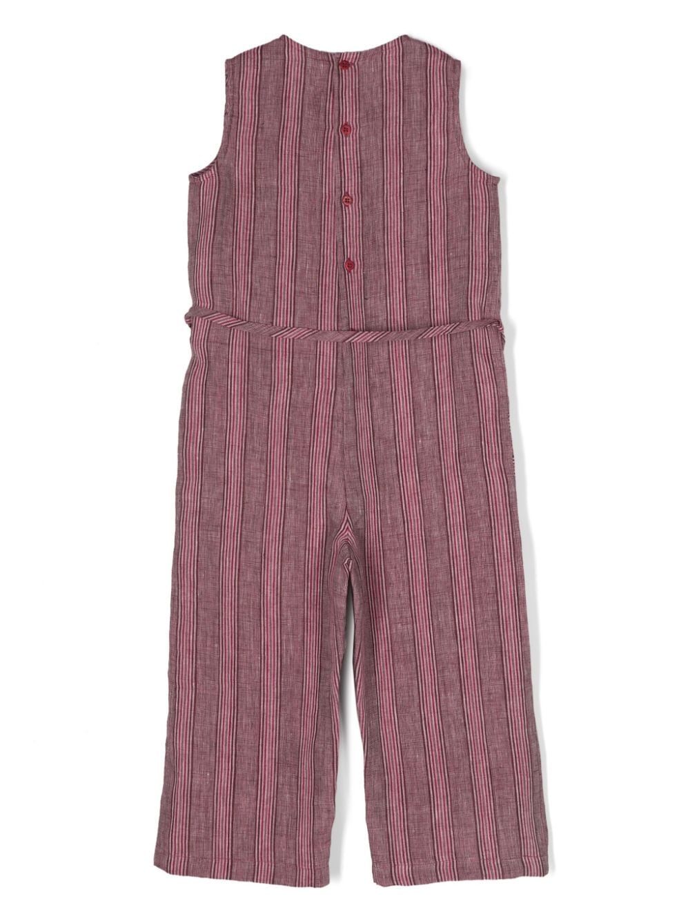 Shop Il Gufo Striped Linen Jumpsuit In Pink