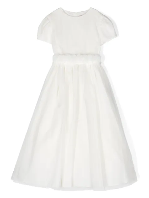 Il Gufo floral-appliqué tulle dress