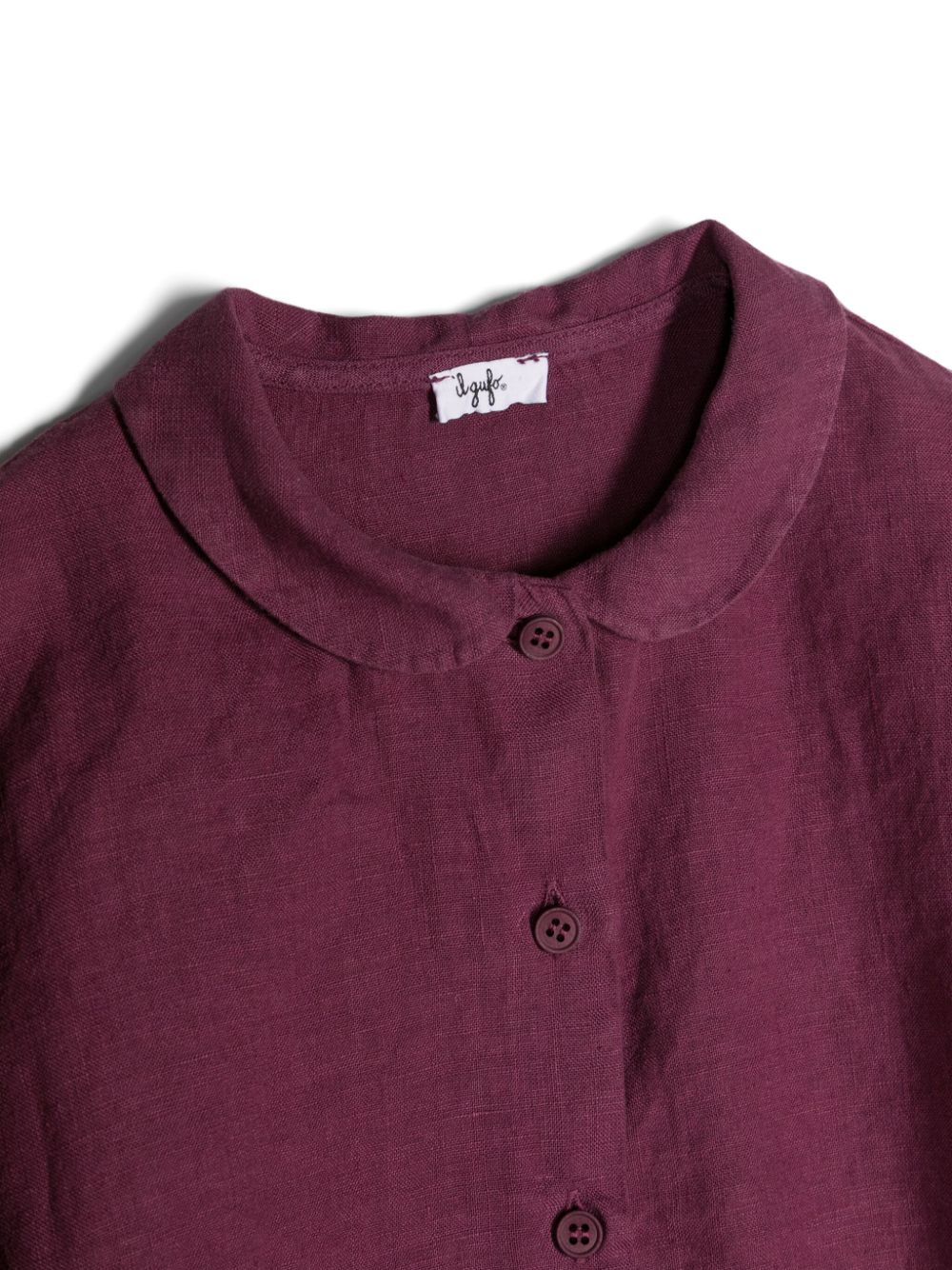 Shop Il Gufo Bib-collar Linen Shirt In Purple