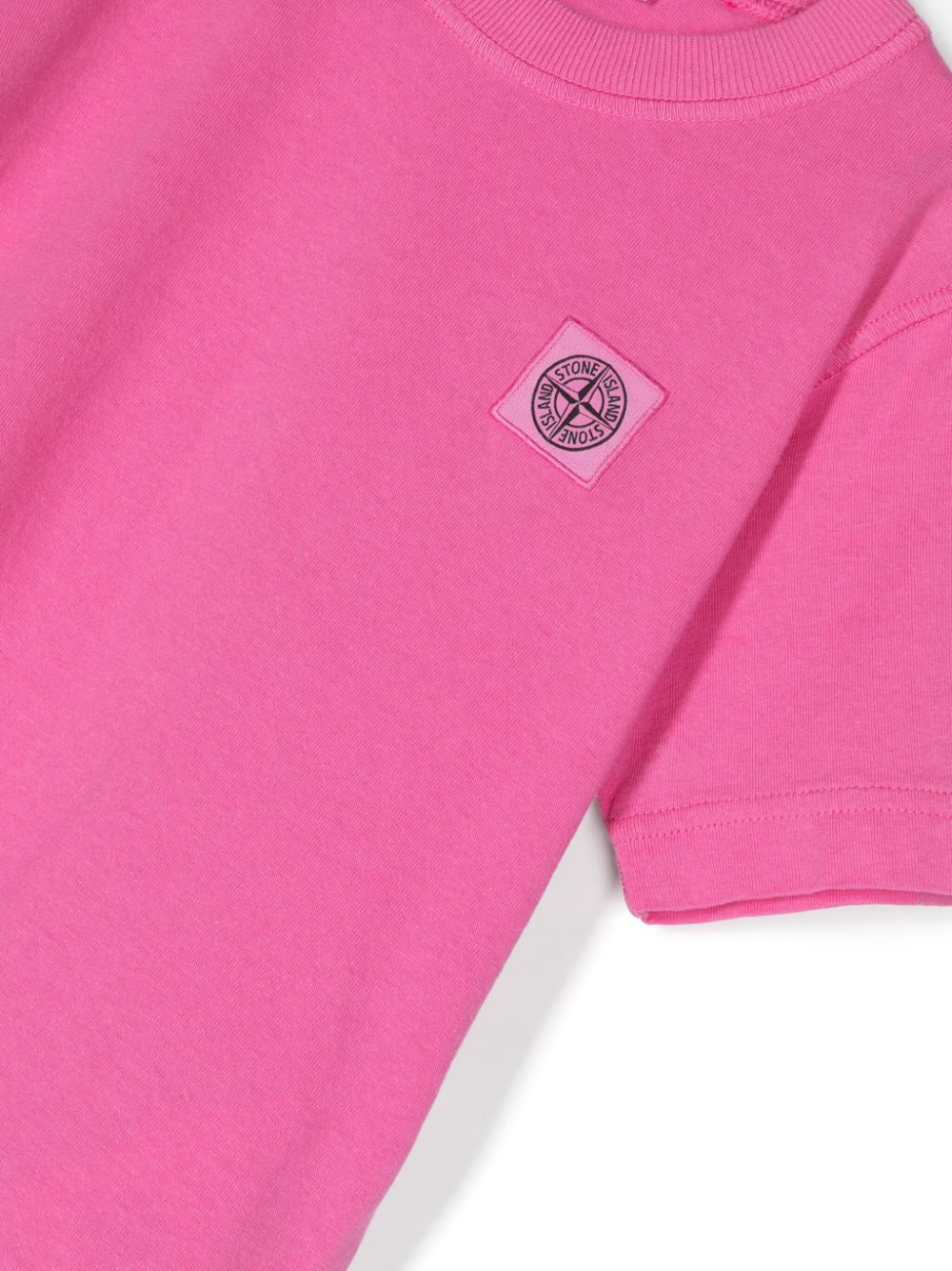 Shop Stone Island Junior Compass-patch Cotton T-shirt In Pink