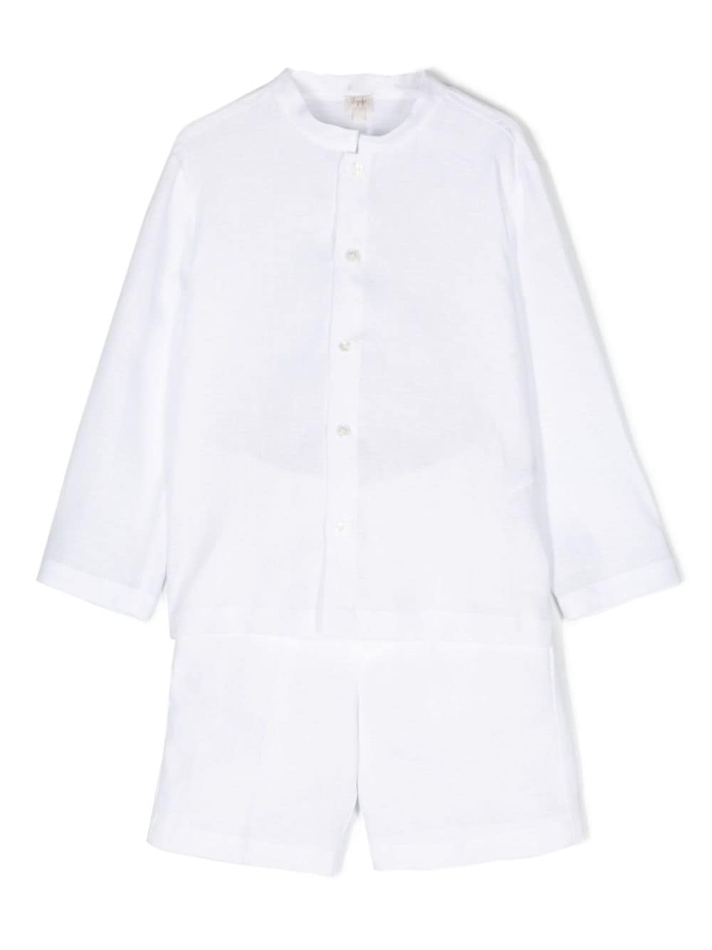 Il Gufo Kids' Linen Shirt And Shorts Set In White