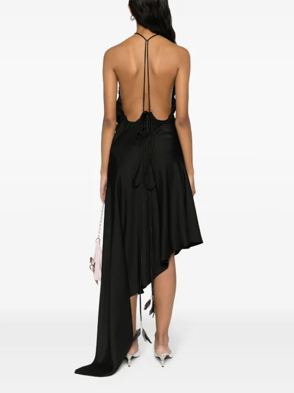 オールインワン・サロペット The Attico Asymmetric Hem Black Midi Dress With Halter Neck The Attico Asymmetric Satin Midi Dress | Black | FARFETCH JO