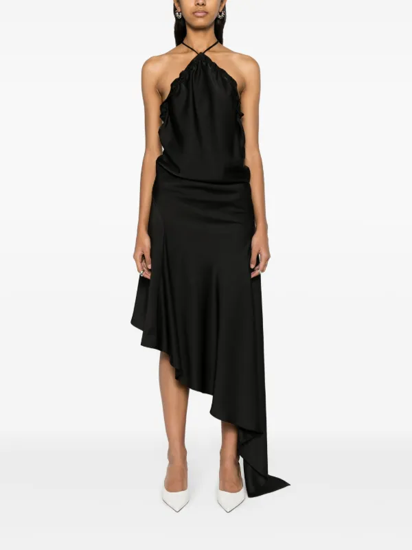 オールインワン・サロペット The Attico Asymmetric Hem Black Midi Dress With Halter Neck The Attico Asymmetric Hem Black Dress With Halter Neck | THE