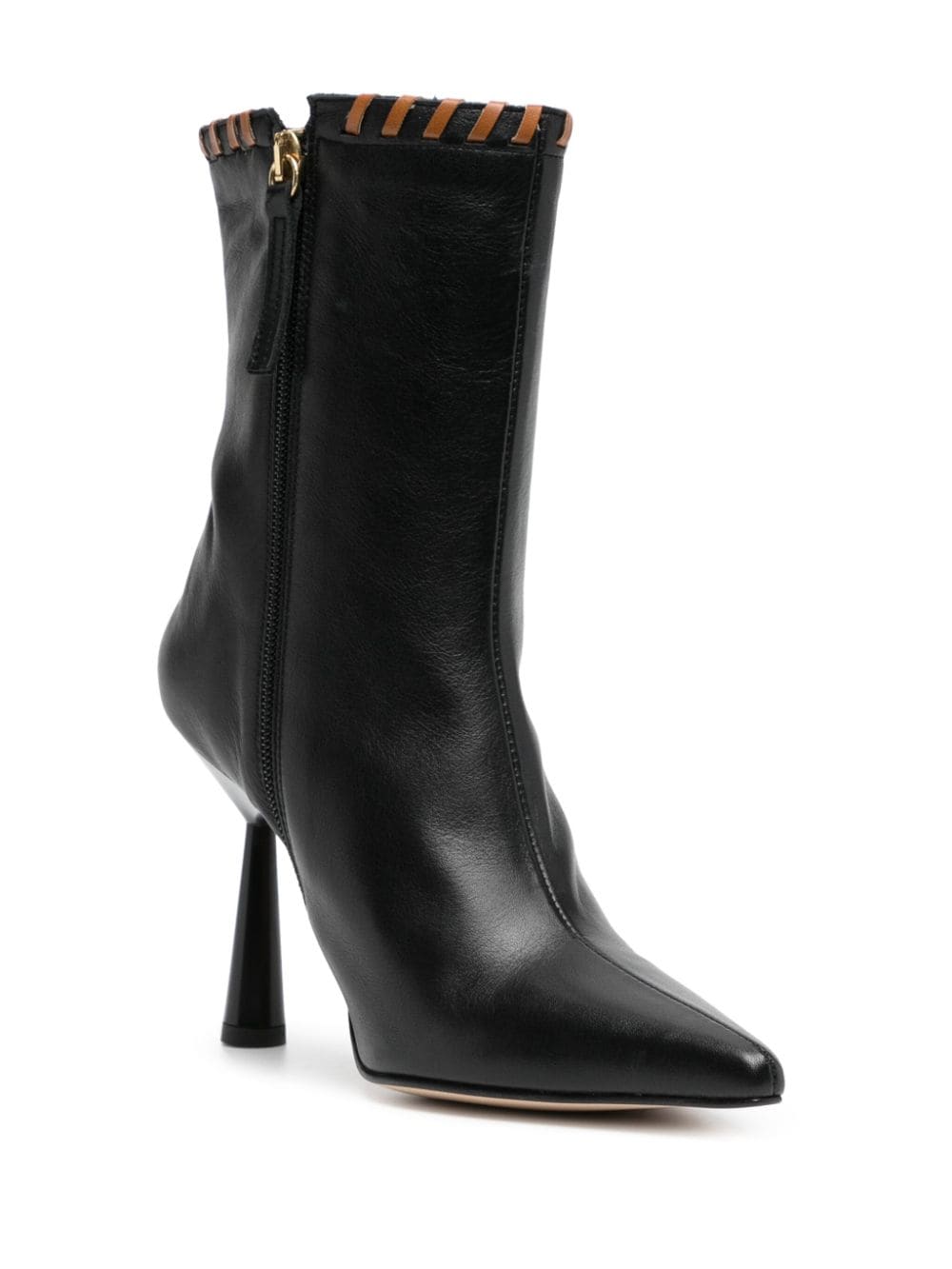 Shop Alohas Leo 120mm Leather Ankle Boots In Black
