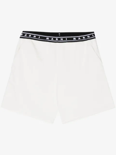 Marni logo-print strap cotton shorts