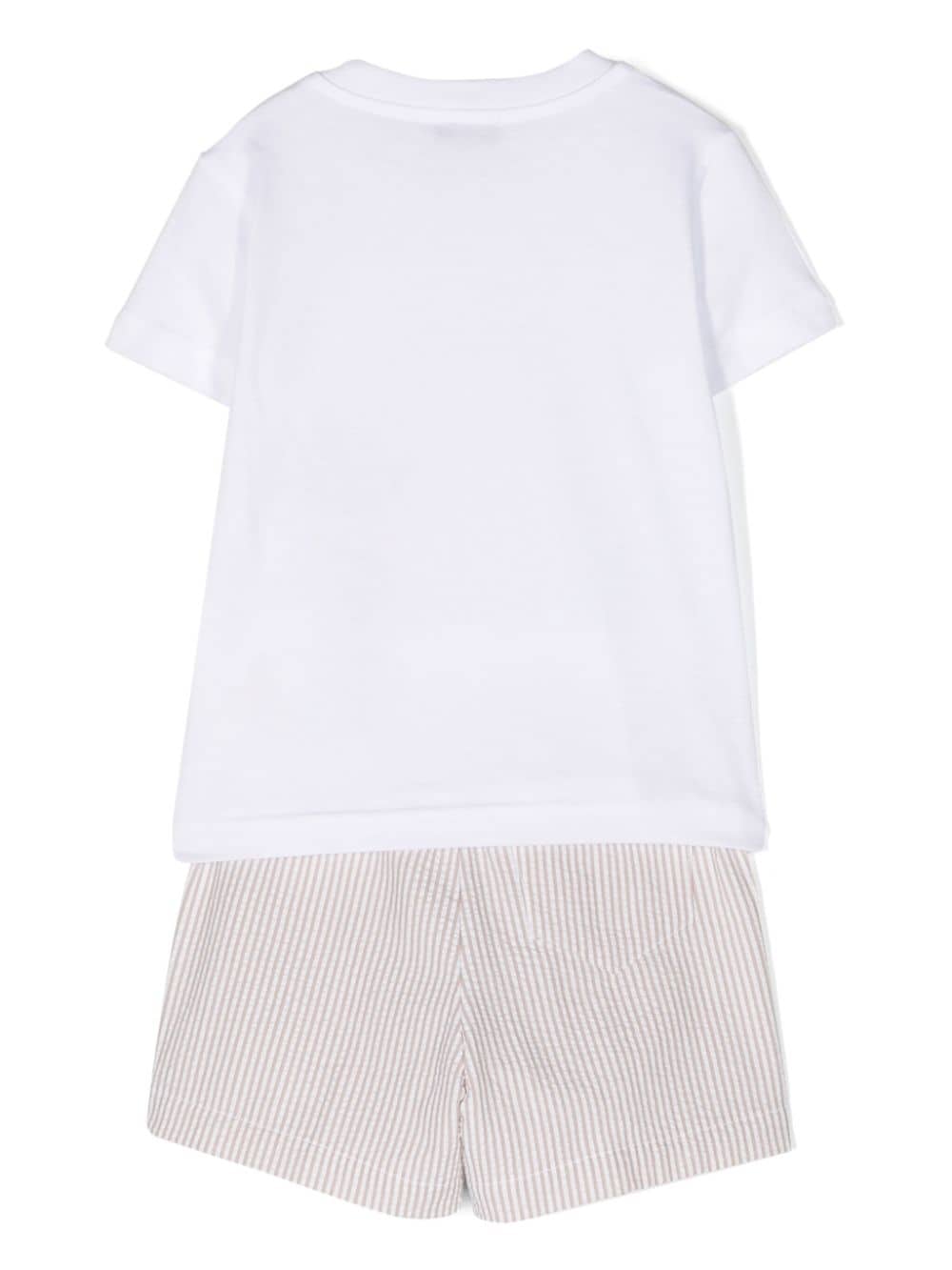 Shop Il Gufo Graphic-print Cotton Shorts Set In White