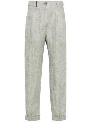 Peserico bead-detail linen trousers - White