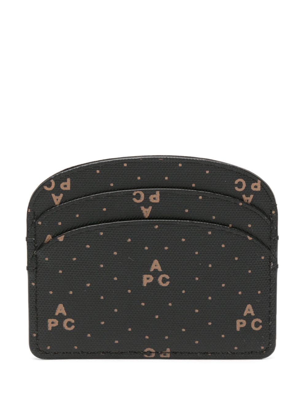 Shop Apc Demi Lune Leather Cardholder In Black