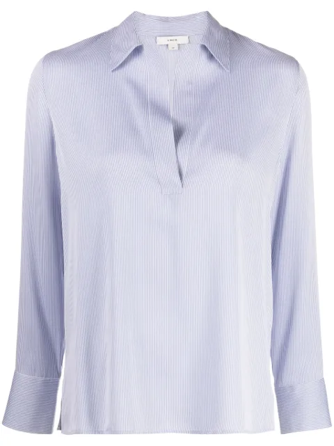 Vince camisa satinada de seda con motivo de rayas