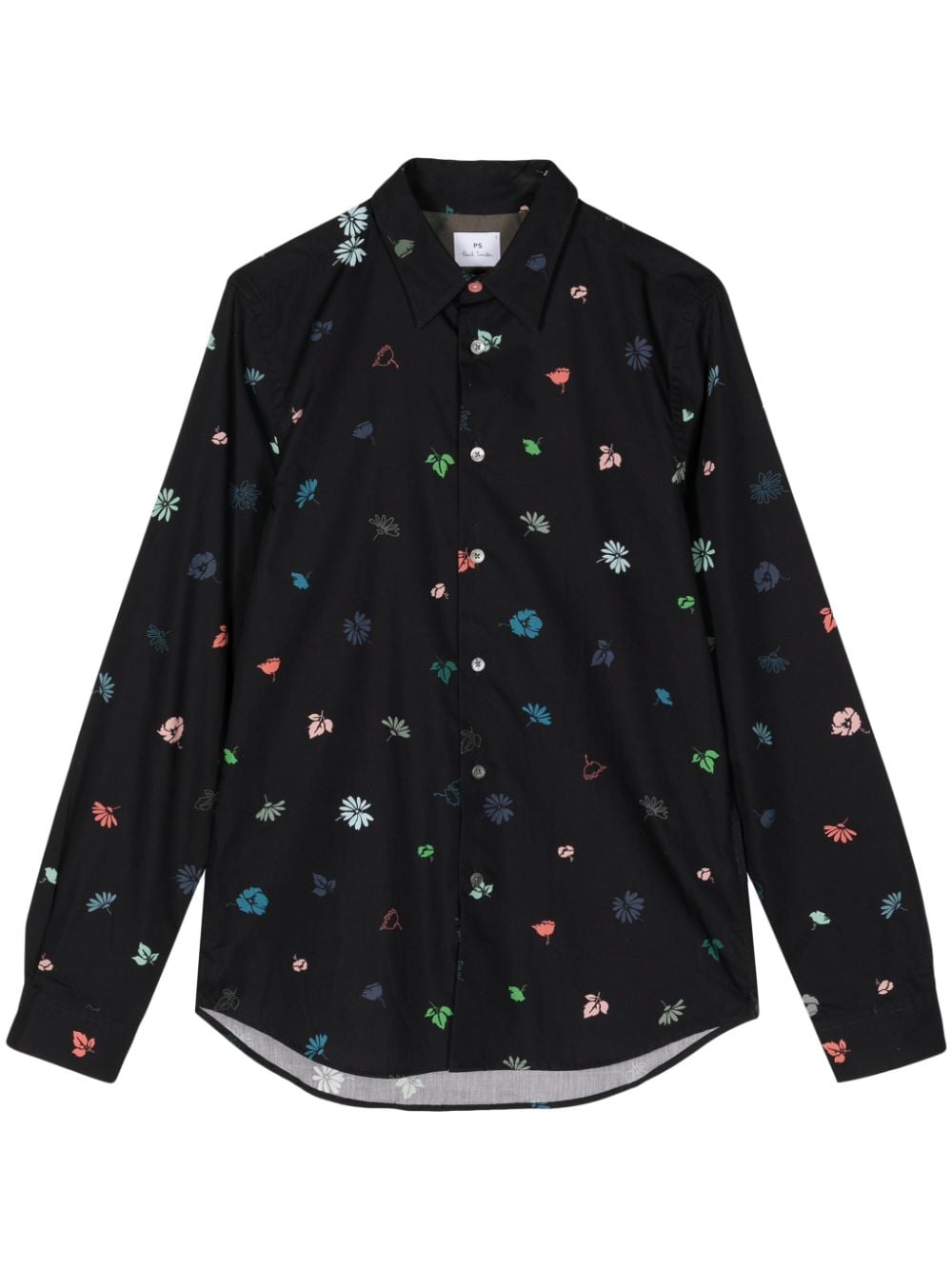 Ps By Paul Smith Floral-print Organic Cotton Shirt In Black