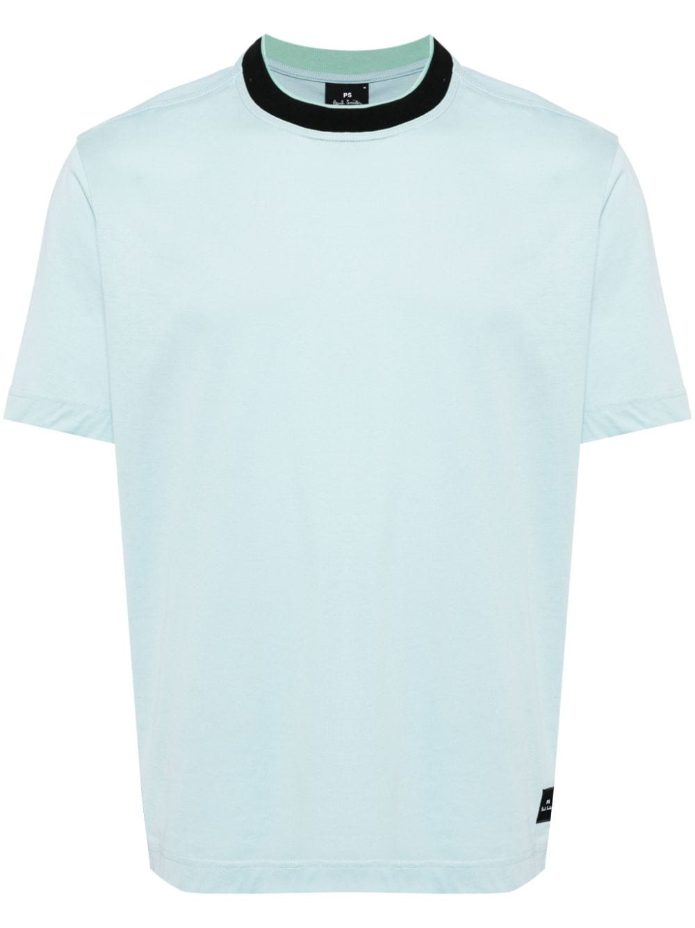 Ps By Paul Smith Contrast-neck Cotton T-shirt In 蓝色