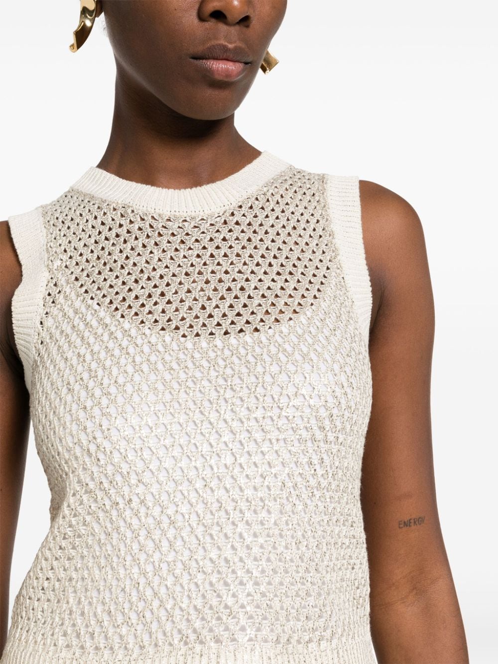 Shop Peserico Metallic-effect Knitted Top In Neutrals