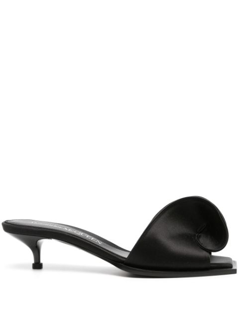 Alexander McQueen folded-detail satin mules Women