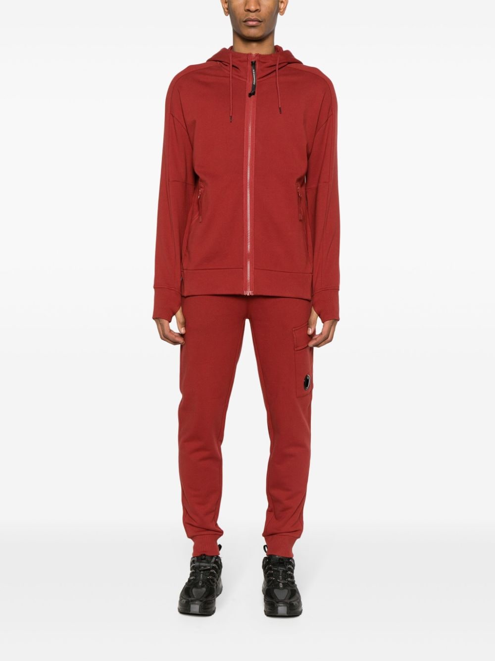 Shop C.p. Company Goggles-detailed Zip-up Hoodie In Rot