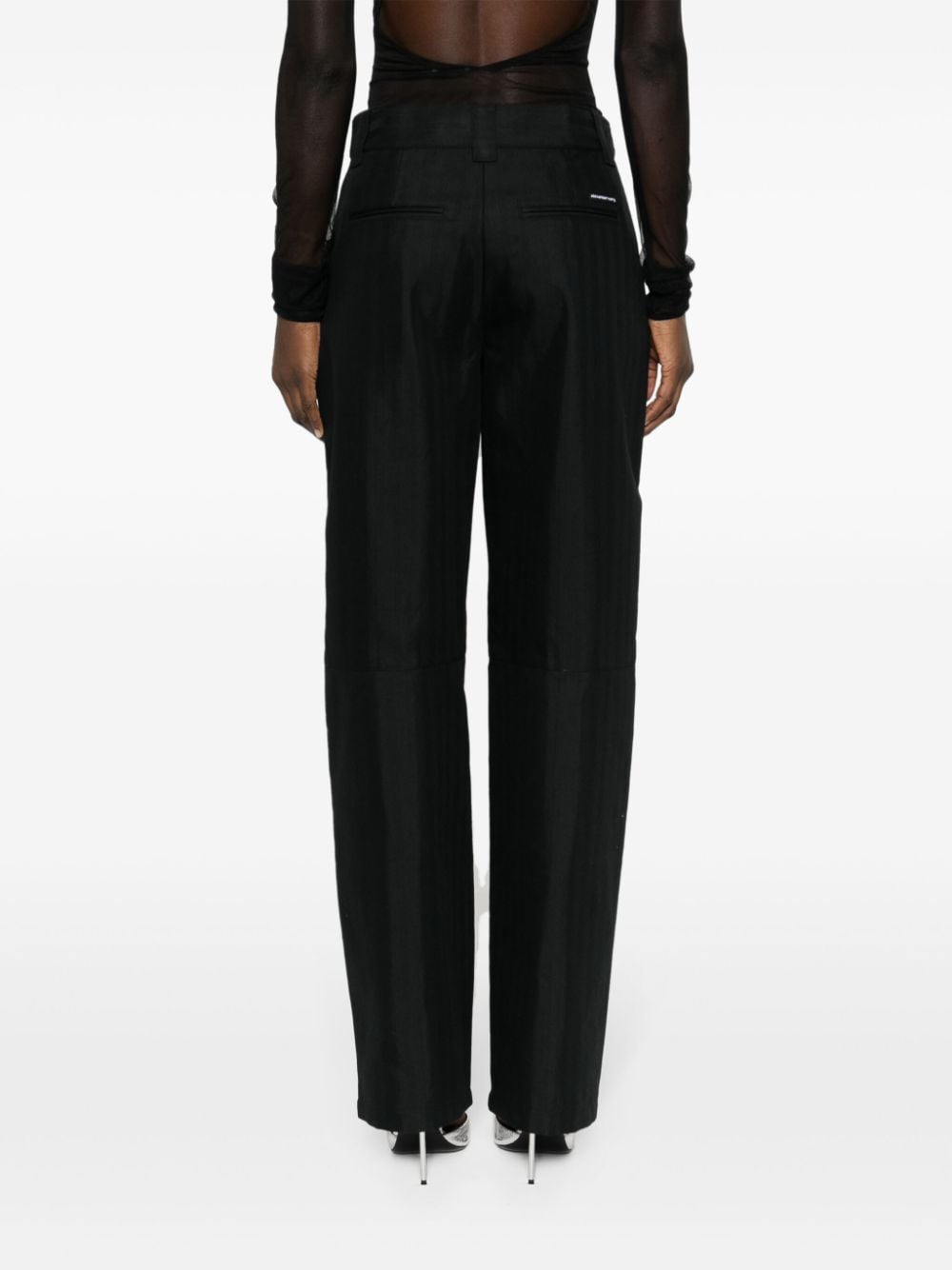 Shop Alexander Wang Striped Tapered Trousers In Black