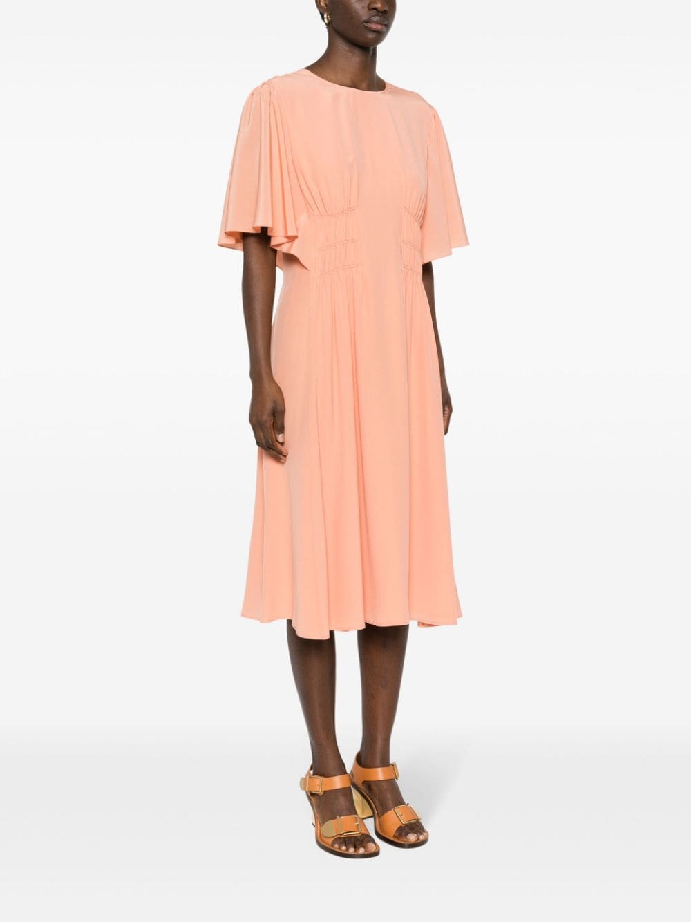 Shop Chloé Silk Midi Dress In Pink